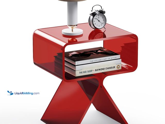 Lot 49-5448687 - Acrylic Nightstand Side Table Modern Design Clear Home Decor Display End Table for Living Room (Red)...