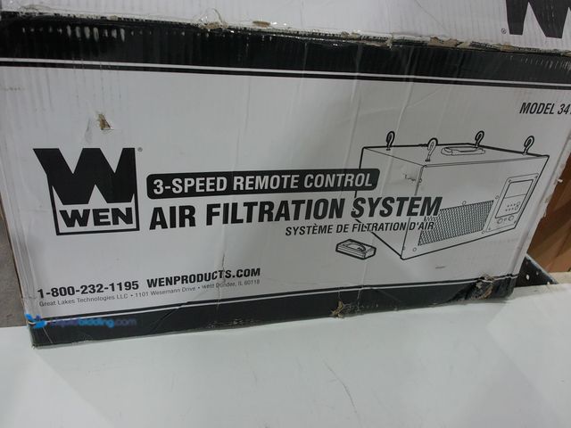 Lot 49-2006045 - WEN 3-Speed Remote-Controlled Air Filtration System (300/350/400 CFM), Model # 3410, Unused, Missing...