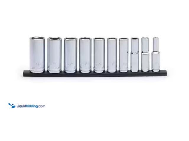 Lot 49-3471660 - Husky 3/8 in. Drive Deep SAE Socket Set (10-Piece) Model # H3DDPSAE10PCSR, Slightly used.  Ref#SB102...