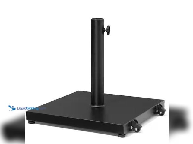 Lot 49-2020893 - Pellebant 45 lbs. Outdoor Weighted Cement Concrete Patio Umbrella Base with Wheels in Black, Model #...