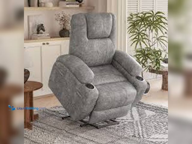 Lot 49-5485634 - LACOO Electric Power Lift Recliner Chair (Leathaire) with Massage for Elderly, Single Sofa with 2 Cu...