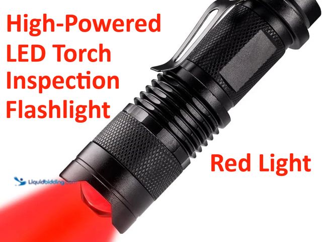 Lot 49-1820463 - High-Powered LED Torch Inspection Flashlight Red Light Zoomable - NEW - Unlike white light, this red...