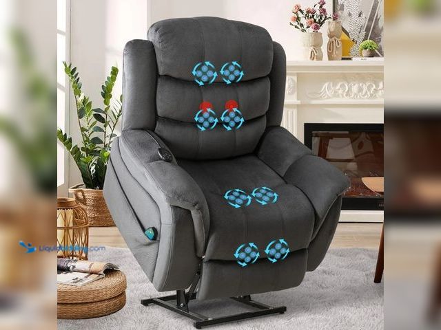 Lot 49-5560159 - Lay flat recliner Power Lift Recliner Chair for Elderly with Massage and Heat - Greyblue. Model #cd0...