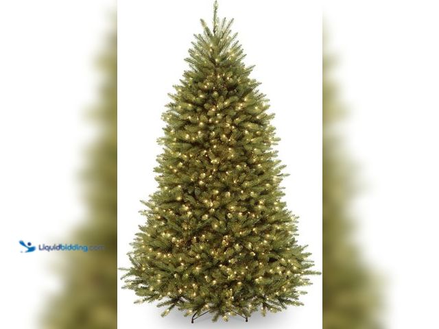 Lot 49-3529106 - National Tree Company Pre-Lit Artificial Full Christmas Tree, Green, Dunhill Fir, White Lights, Incl...