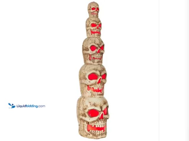 Lot 49-3515909 - Home Accents Holiday 8 ft. Giant Sized LED Skull Stack. Model/SKU: 1009025383. Unused