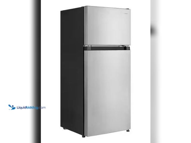 Lot 49-1549468 - Vissani 4.5 cu. ft. 2-Door Mini Refrigerator in Platinum Steel with Freezer, Model # HVDR45PS, Unuse...