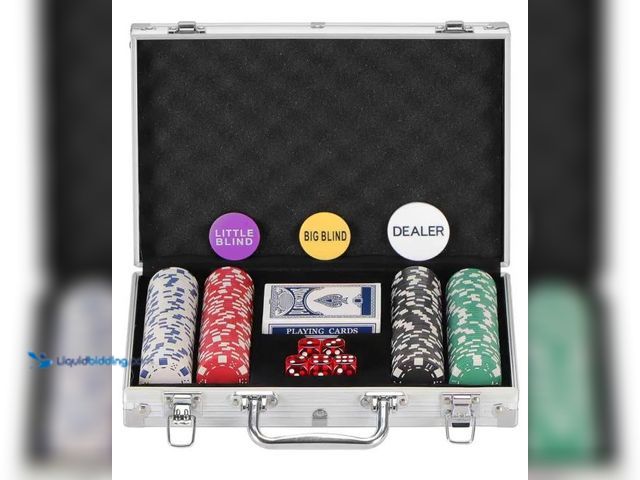 Lot 49-1569767 - LUOBAO 200Pcs Poker Chips Set for Texas Holdem, Blackjack, Tournaments with Aluminum Case,2 Decks of...