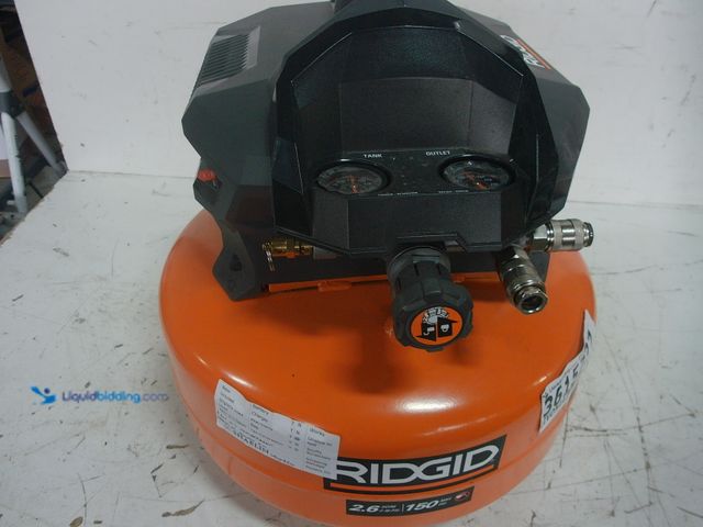 Lot 49-3615737 - Parts/Repair: RIDGID 6 Gal. 150 PSI Portable Electric Oil-Free Pancake Air Compressor, Model # 02106...