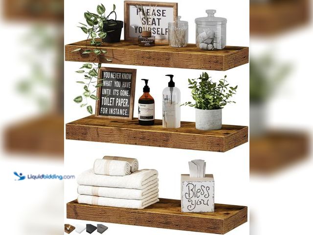 Lot 49-5409760 - QEEIG Floating Shelves for Wall Bathroom Shelf Bedroom Kitchen Living Room Hanging Book Shelves Smal...