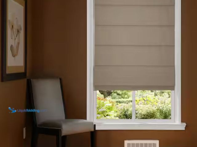 Lot 49-1631097 - Home Decorators Collection Cordless Blackout Fabric Roman Shade 31X64 Linen, Model # RSGB3164, New. ...
