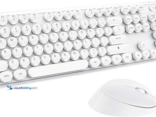 Lot 49-3430550 - Lot containing (1) White & (1) Black/Pink Wireless Keyboard Mouse Combo, 104 Keys Cute Colorful Keyb...