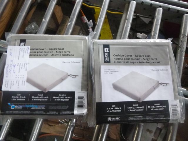 Lot 49-1514966 - Lot of 2 Classic Accessories Ravenna 21 in. W x 21 in. D x 3 in. H Square Patio Seat Cushion Slip Co...