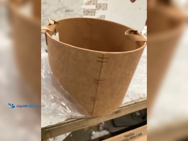 Lot 49-5542460 - Large Faux Leather Storage Bin Camel Brown - Hearth & Hand, Factory Sealed