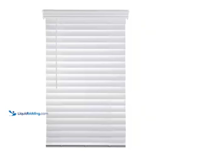 Lot 49-1566355 - Home Decorators Collection White Cordless Premium Faux Wood blinds with 2.5 in. Slats - 68 in. W x 6...