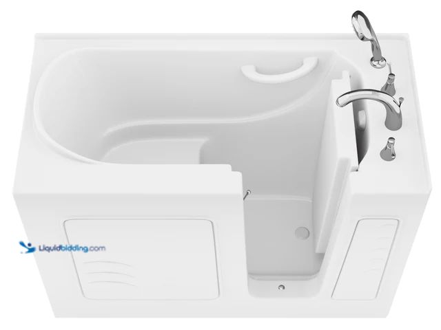 Lot 49-1530543 - Anzzi Value Series 26 in. x 53 in. Right Drain Quick Fill Walk-In Soaking Tub in White, Model# AZB26...