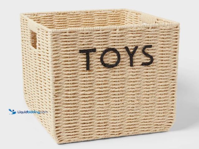Lot 49-1624293 - Lot of (3) Target Bullseye 14in x 13in x 11in Kids' Large Woven Toys Storage Basket Natural - Pillow...