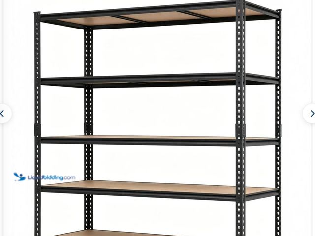 Lot 49-2020937 - Garvee 5-Tier Garage Shelving Unit, 2500 lb Adjustable Storage Rack, Carbon Steel Frame, Black. Mode...