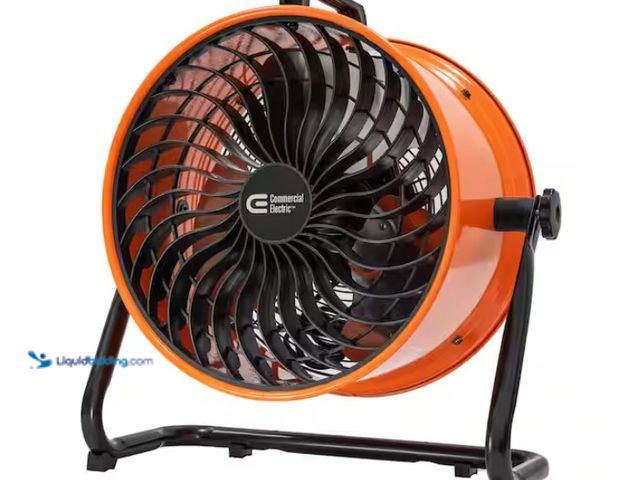 Lot 49-3470846 - Commercial Electric 16 in. 3-Speed Drum Floor Fan in Orange High Velocity Turbo, Model # SFD5-400B, ...