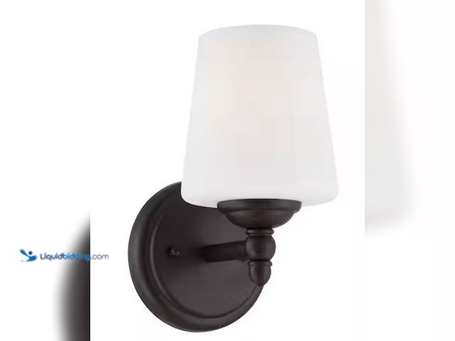 Lot 49-2006243 - Designers Fountain Darcy 5.25 in. 1-Light Oil Rubbed Bronze Transitional Wall Sconce with White Opal...