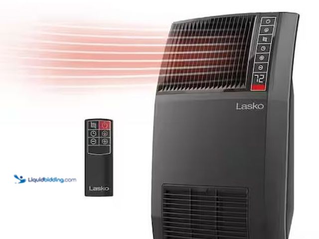 Lot 49-5490077 - Lasko
1500-Watt 20 in. Black Electric Console Ceramic Space Heater with Tip-Over Switch, Adjustable...