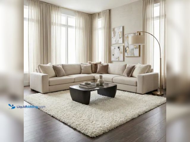 Lot 49-5545613 - Large Fabric Area Rug (Cream) Unused