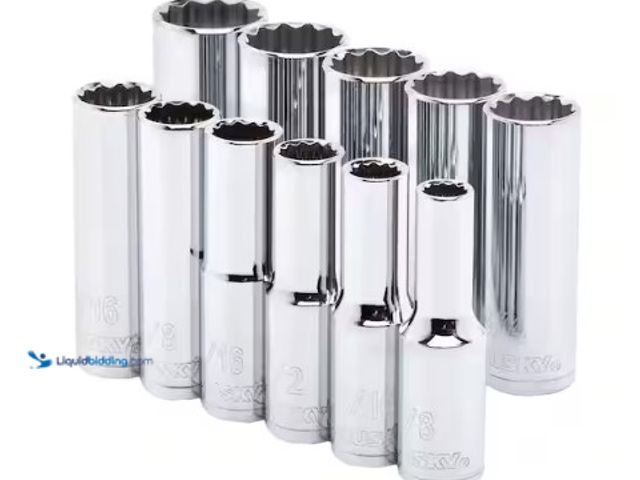 Lot 49-2004474 - Husky 1/2 in. Drive Deep SAE Socket Set (11-Piece), Model # H2DDPSAE11PCSR, Unused, Dusty from stora...