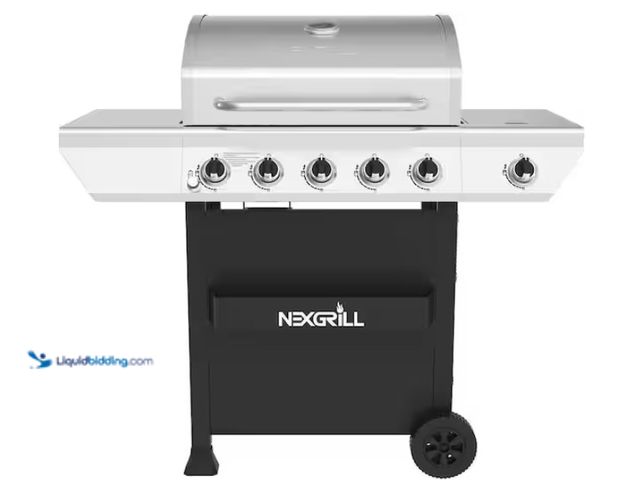 Lot 49-1567742 - Nexgrill 5-Burner Propane Gas Grill in Stainless Steel with Side Burner and Condiment Rack, Model # ...