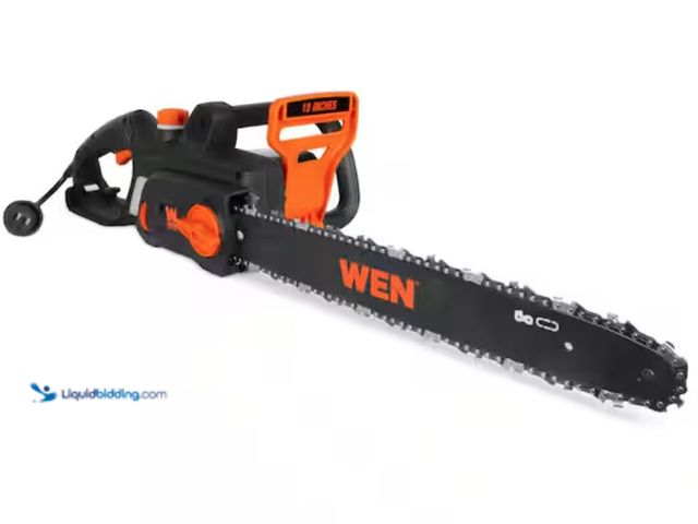 Lot 49-2001245 - WEN 18 in. Corded 15-Amp Electric Chainsaw, Model # CP1518, Unused, Has attachments, Powers on, NOTE...