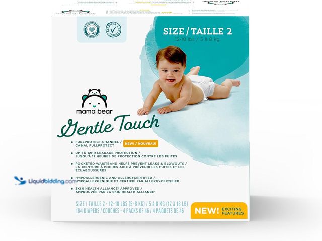 Lot 49-3514424 - Amazon Brand - Mama Bear Gentle Touch Diapers, Size 2, 184 Count (4 packs of 46) [ASIN: B07SXBZQBX] ...
