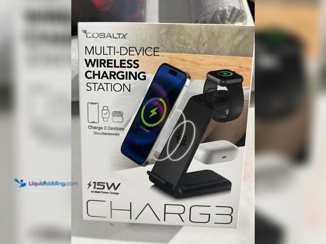 Lot 49-3708042 - New . . . CobaltX Multi-Device 3-in1 Wireless Charging Station. Charge your phone, Apple Watch, Airp...