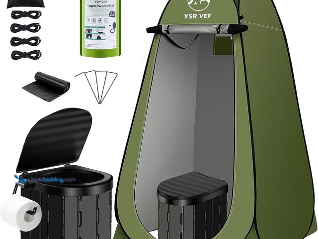 Lot 49-5437966 - Portable Toilet Kit, Camping Toilet with Pop-Up Privacy Tent and Poo Gel Toilet Bags, Washable Porta...
