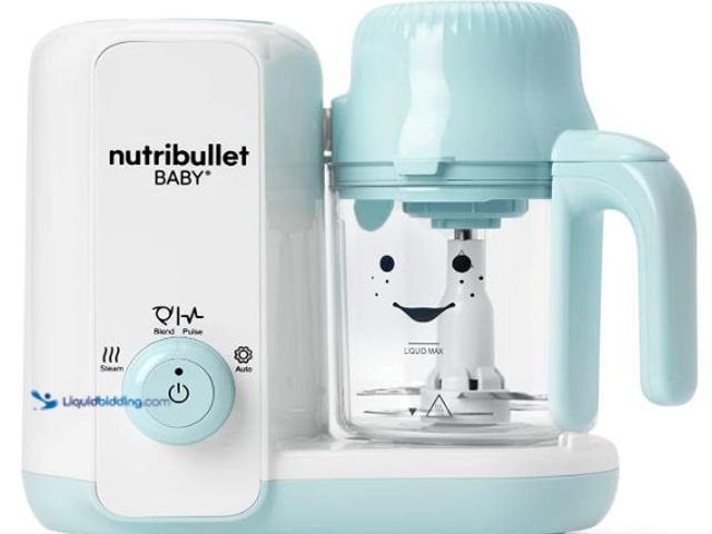 Lot 49-3473765 - NutriBullet Baby Steam + Blend, White/Blue, Model # B0BTFR9NZ4, Unused, Powers on.  Ref#CRS1126