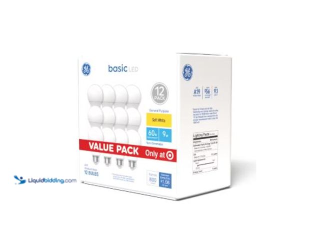 Lot 49-5551325 - GE 12pk 60W A19 General Purpose Soft White Light Bulbs, Factory Sealed in a PK of 6