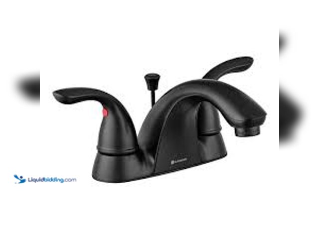 Lot 49-5415040 - Glacier Bay Builders 4 in. Centerset Double-Handle Bathroom Faucet in Matte Black. Model # HD67091W-...