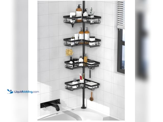 Lot 49-3480480 - KEGII Corner Shower Caddy Tension Pole - Shower Tension Rod Organizer, Floor to Ceiling Shower Caddy...
