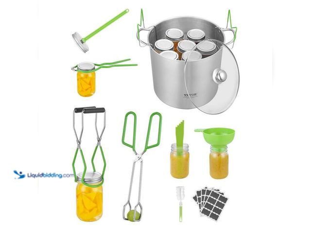 Lot 49-2021918 - VEVOR Canning Supplies Starter Kit, 9 Pieces Stainless Steel Water Bath Canning Kit for Beginners, C...