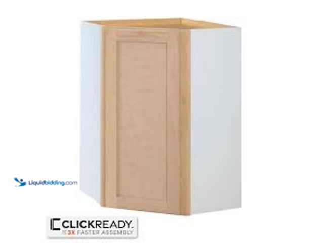 Lot 49-5459353 - Hampton Bay 24 in W x 12 in. D x 36 in. H Ready to Assemble Corner Diagonal Kitchen Cabinet in Unfin...