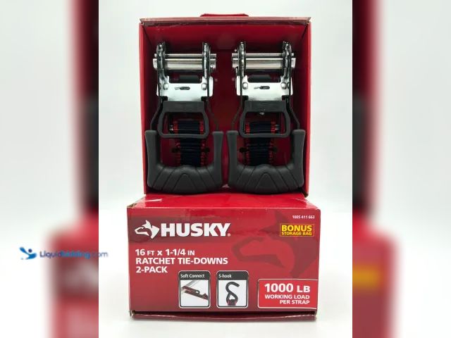 Lot 49-5413296 - Husky 16 ft X 1-1/4 in Ratchet Tie-Downs (1000 LB Load)  Unused