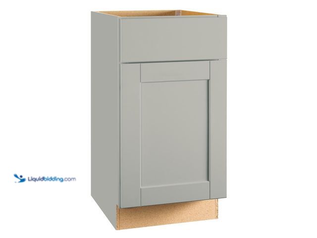 Lot 49-5437423 - Hampton Bay Shaker 18 in. W x 24 in. D x 34.5 in. H Assembled Base Kitchen Cabinet in Dove Gray with...
