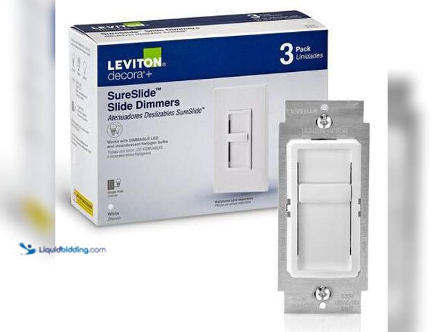 Lot 49-5546737 - Leviton SureSlide Dimmer Switch for Dimmable LED, Halogen and Incandescent Bulbs - White (3-Pack) 66...