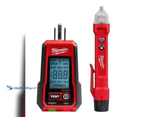 Lot 49-5545843 - Milwaukee® Tool 3211-20 Digital GFCI Receptacle Tester and Voltage Detector w/ LED, 50V – 1000V, Unu...