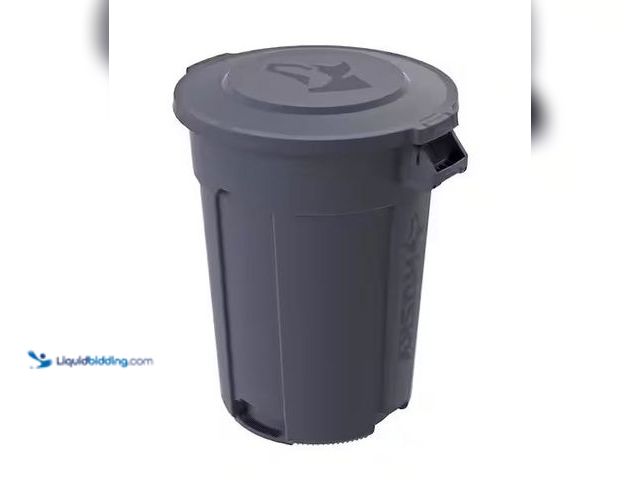 Lot 49-5555313 - Husky
55 gal. Grey Heavy Duty Commercial Outdoor Trash Can with Domed Lid, Unused with 2 cans and 2...