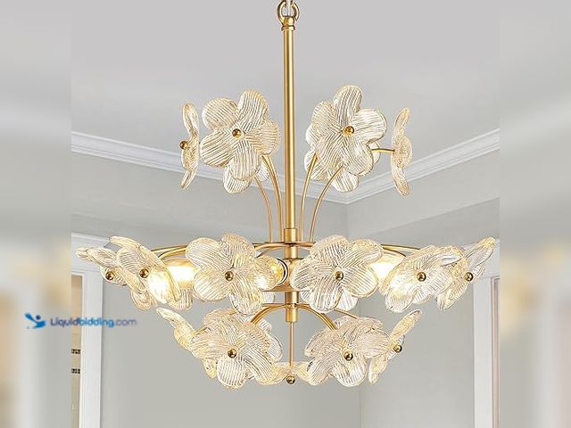 Lot 49-5461144 - Modern Chandelier Ceiling Light Fixtures, 6 Lights Petal Shades Pendant Light with Adjustable Chain,...