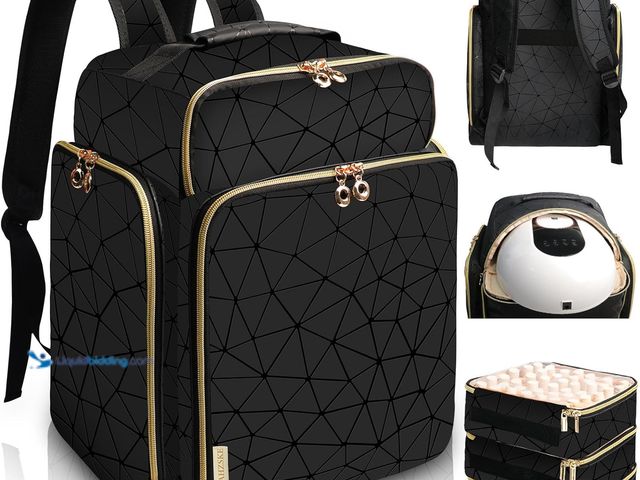 Lot 49-5453268 - Nail Polish Organizer Backpack Holds 126 Bottles& Nail Lamp, Extra Large Nail Kit Supplies Organizer...