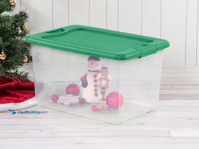 Lot 49-1578190 - Lot of (4) Sterlite 64 qt. /61 L Latching Box, Includes three red and one green, Model # 1497C506, U...