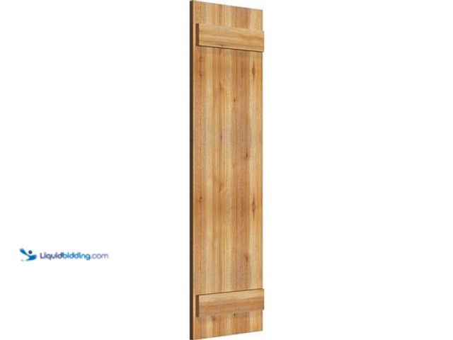 Lot 49-5539723 - Ekena Millwork 16-1/8" X 52"Timbercraft Rustic Wood Three 5-3/8"Joined Board and Batten Shutters Rou...