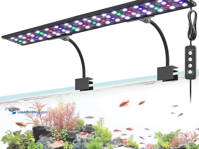 Lot 49-5452155 - AQQA LED Aquarium Light, 24/7 Mode Clip on Fish Tank Light with Memory Function, DIY Mode Full Spect...