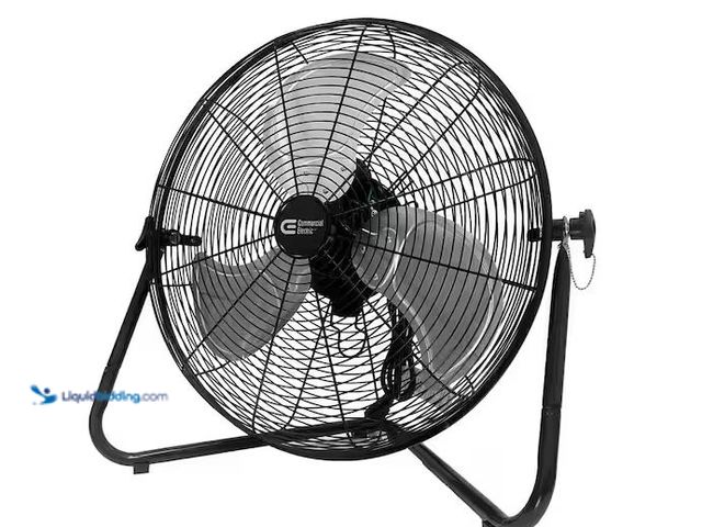 Lot 49-1630822 - Commercial Electric 3-Speed High Velocity 20" Floor Fan, Model # SFC1-500B, Slightly used, Has attac...