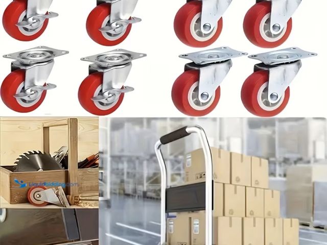 Lot 49-1792893 - New Set of 4 1 1/2 Heavy-Duty Silent Locking Wheels with Brakes, Suitable for Office Cabinets, Compu...