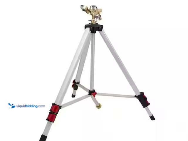 Lot 49-5545845 - Husky
Metal Pulsating Sprinkler with Tripod, Used with small dent in leg